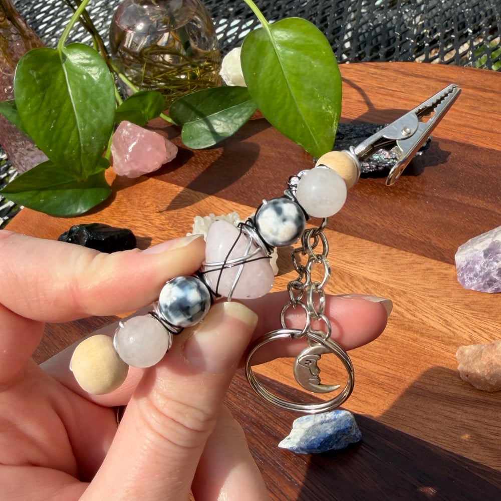Image of cloudy moon clip keychain 