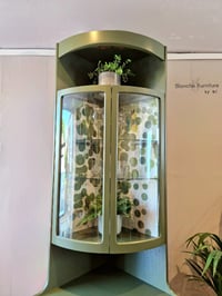 Image 4 of Mid Century Modern Luxury Corner Drinks Cabinet by Nathan Olive Green Vintage Cocktail Display