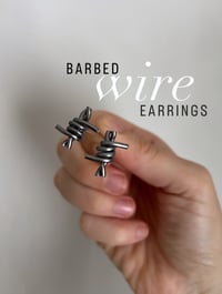 Image 1 of BARBED WIRE STUD EARRINGS - ALL COLOURS