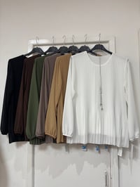Image 1 of PLEATED LONG SLEEVE NECKLACE TOP