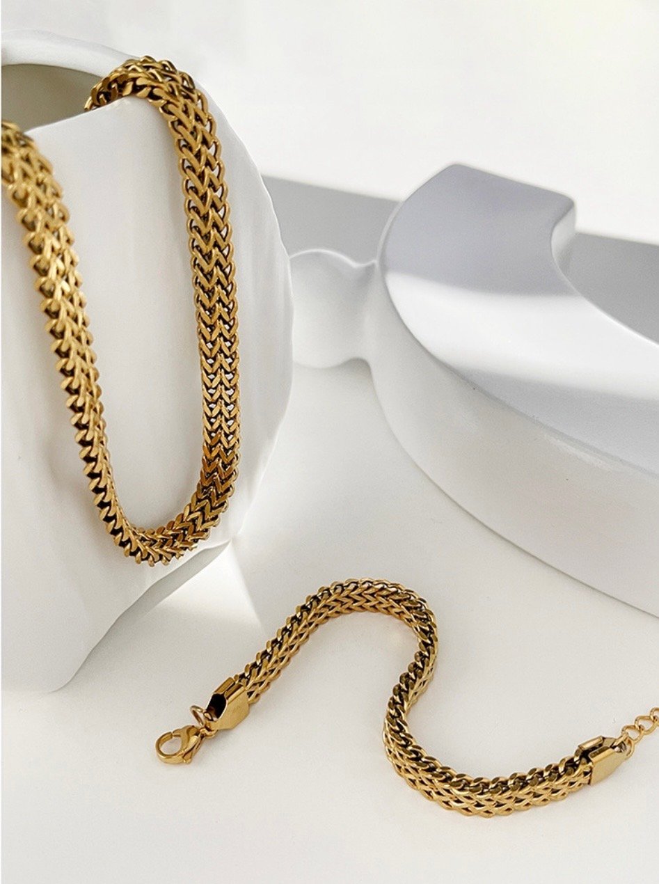 Stainless steel gold sale cuban link chain