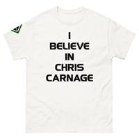 Image 1 of I BELIEVE IN CHRIS CARNAGE White Adult Classic Tee
