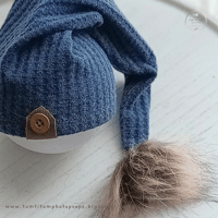 Image 2 of  Newborn hat with pompom - blue jeans