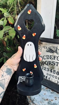 Image 1 of Candycorn Ghost Candlestick Holder