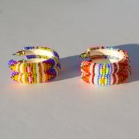 Image 2 of Cross My Mind Hoops (Medium) | Multi-Colors)