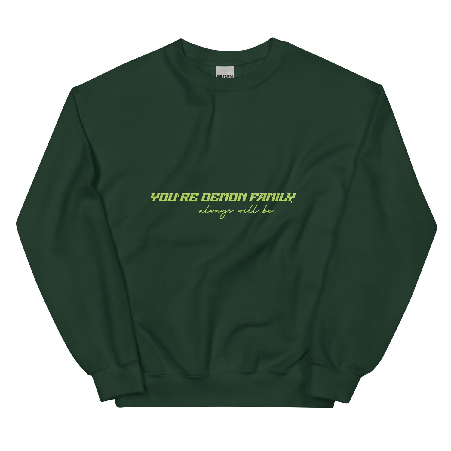 Image of Officially licensed demon family green with back design Unisex Sweatshirt