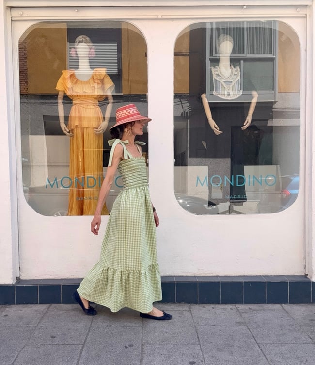 LIME VICHY SEERSUCKER LELÉ DRESS