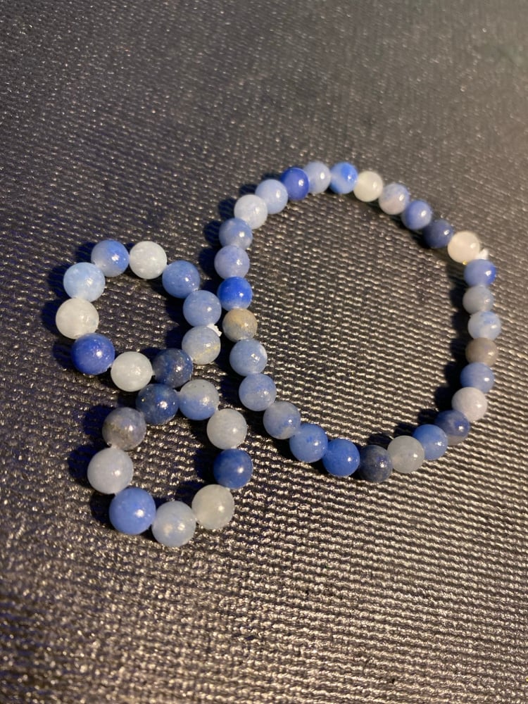 Image of Blue Adventurine Bracelet & Ring Beaded Set
