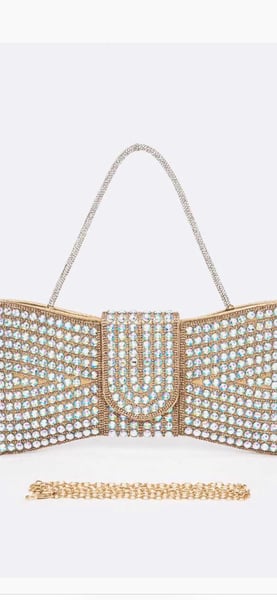 Image of AB/Gold Pave Stone Bot Tie Clutch Bag