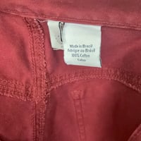 Image 7 of 90s Vintage Calvin Klein Burgundy Stonewash Mini Cotton Denim Skirt with Slits - Size 7