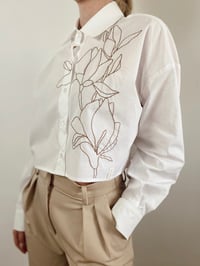 Image 3 of Cropped Button up Shirt - Magnolia