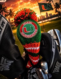 Image 3 of Miami Hurricanes custom Golf Club Cover hand knit logo College football fan  gift
