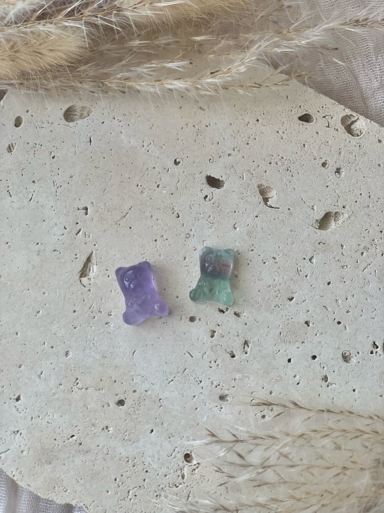 Image of Mini Rainbow Fluorite Gummy Bear Carvings 