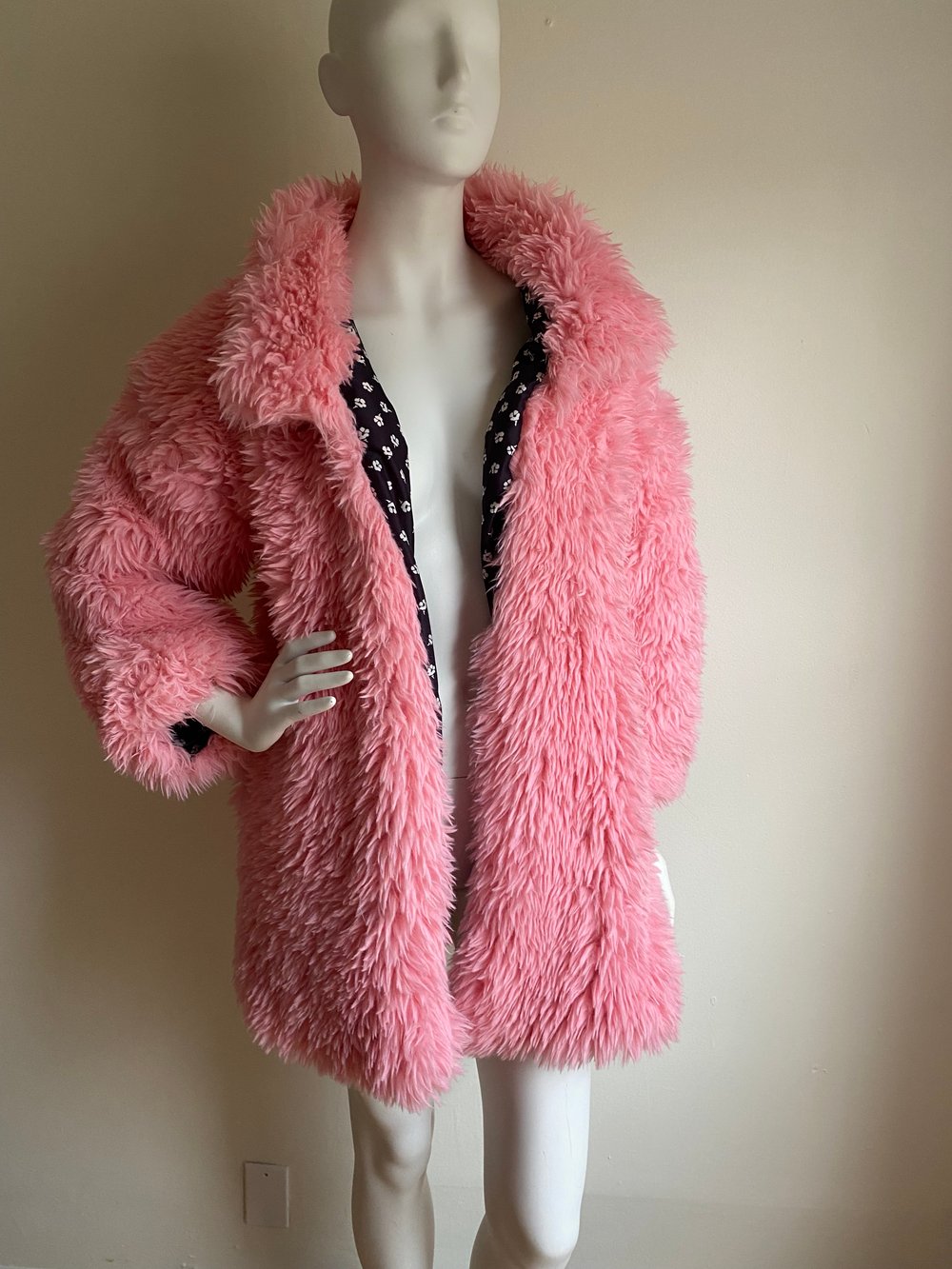 Image of pink fuzzy bear coat