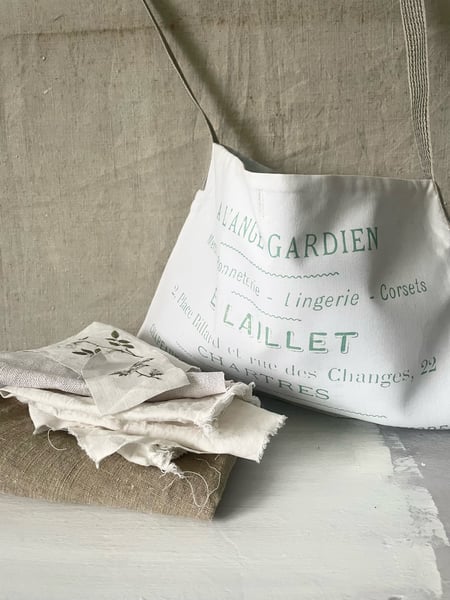Image of Handmade fabric bag- white