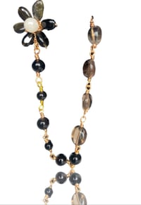 Image 4 of Obsidian Smoky Quartz Morganite Keychain Charm Bracelet | Protection Grounding Healing Love 