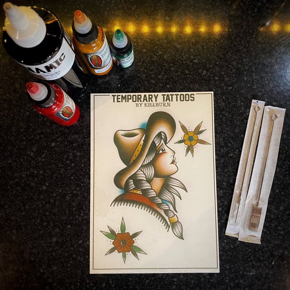 Image of COWGIRL TEMPORARY TATTOO - LARGE