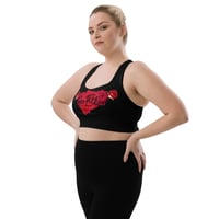 Image 4 of Red and Black Roses Longline Sports Bra