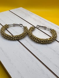 Image 2 of Matte Gold Beaded Hoops