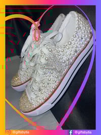 Image 3 of Blinged Low-Top Canvas Sneakers