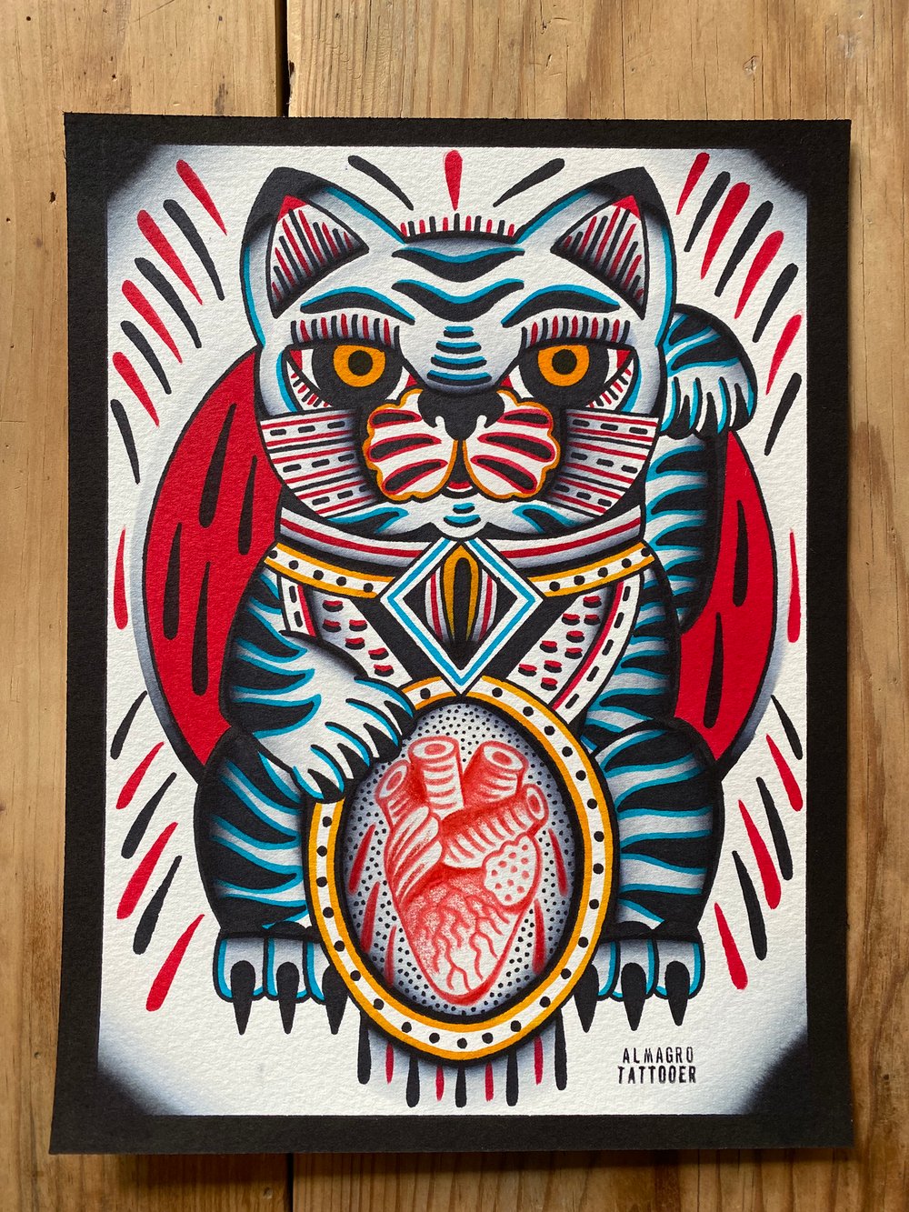 Cat in Love / Original Drawing 