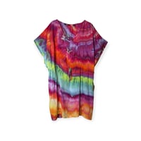 Image 1 of ♻️ UPCYCLED XS/S Short Caftan Cover-Up Dress in Bright Ice Dye