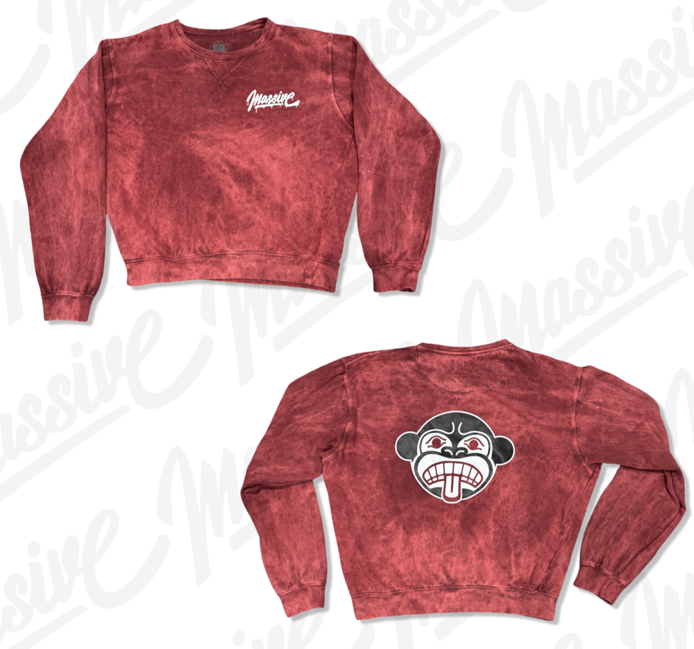 DRIP SCRIPT MINERAL WASH CREWNECK SWEATSHIRT - DUSTY RED