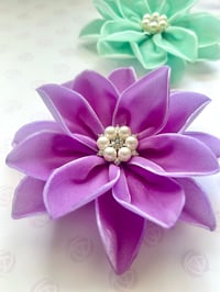 Image 3 of Lilac Velvet Flower Brooch 