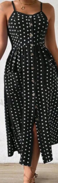 Image 2 of  Frenchy Polka Dot Print Button Front Cami Dress