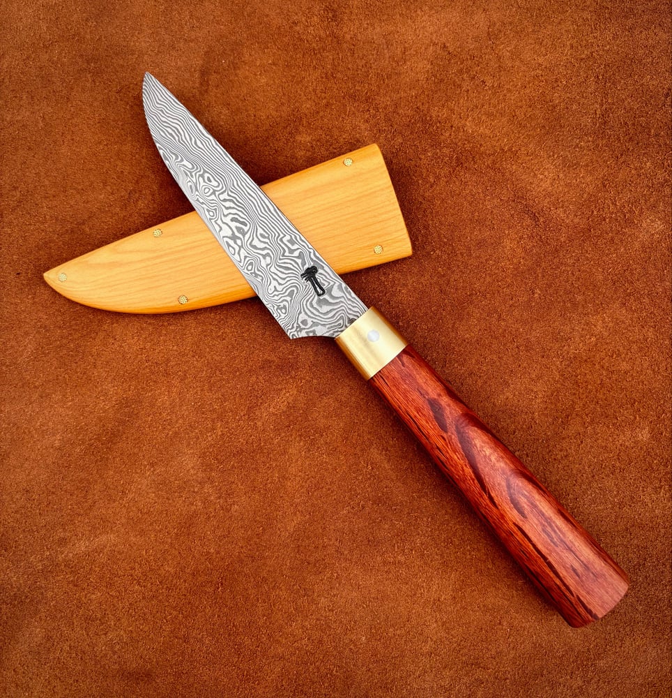 Image of Stainless damasteel utility knife -she oak