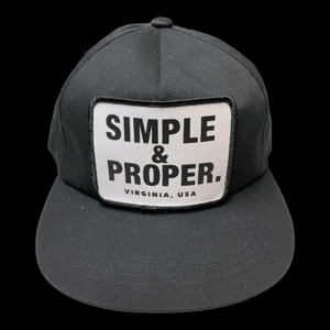 Image of S&P-“Stacked Type” Logo Custom Patch 5-Panel SnapBack Cap  (Black)
