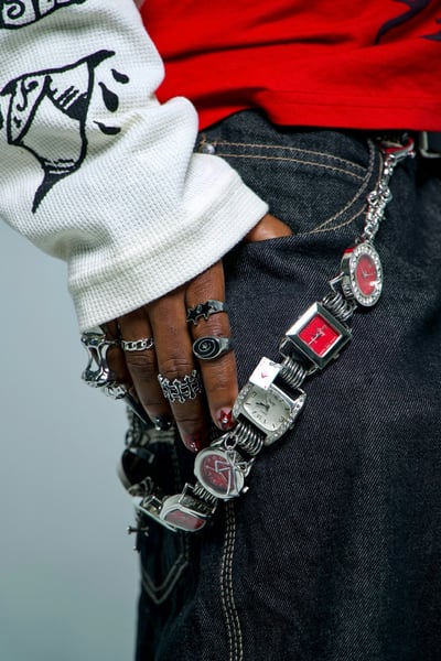 Image of Red and white wallet chain 