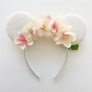 Image of White Ears with Blush Tropical Florals