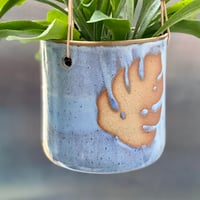 Image 3 of Blue Grey Leaf Resist Hanging Planter
