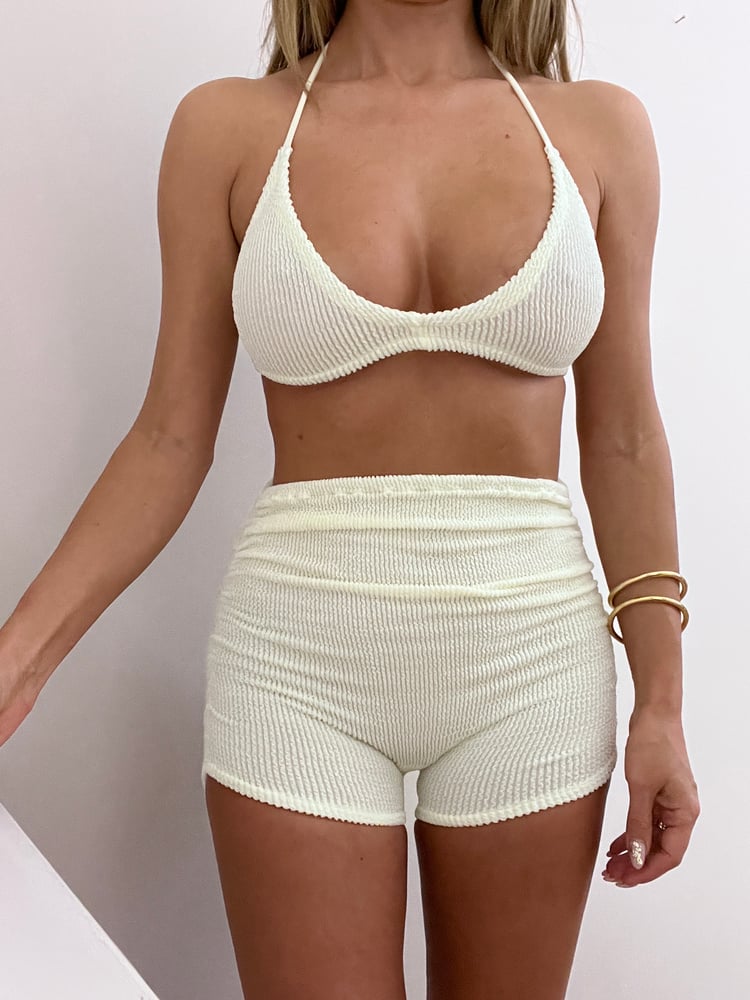 Image of Cream Get Ruched Shorts Co-Ord
