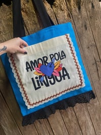 Image 3 of Bolsiña feita a man. AMOR POLA LINGUA AZUL. Deseño exclusivo!