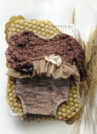 Image 1 of Photo prop | Boho newborn girl bodysuit for photoshoot | Lara | brown