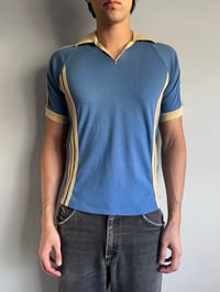 Image 3 of 70's Striped 2-Tone Zip Polo - M