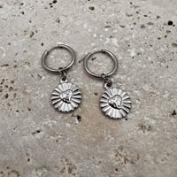Image 2 of Sunburst Heart Huggie Earrings