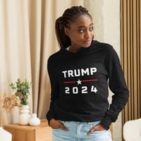 Image 4 of Trump 2024 Black, Navy, Gray, Hooded Long-Sleeve Tee, T-Shirt