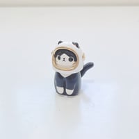 Image 2 of Tuxedo cat with astronaut helmet ceramic figurine