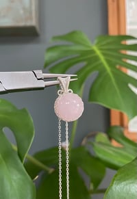 Image 1 of Silver Rose Quartz Sphere Crystal Necklace