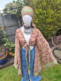 Image 1 of Pefkos co ord sarong set -light brown and green