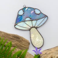 Image 5 of Iridescent Blue/Pink Mushroom Suncatcher