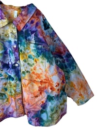 Image 9 of 4X PLUS 100% Cotton Oversized Chore Coat in Earthy Rainbow Ice Dye