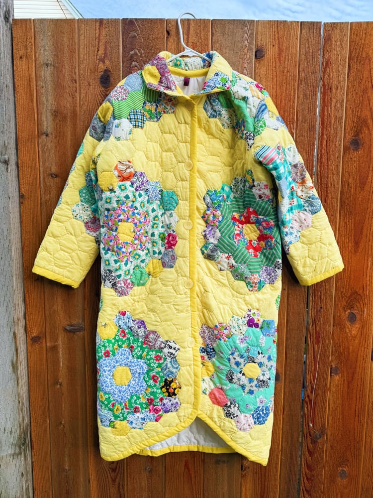 Image of Quilt Coat — Yellow Grandmothers Garden