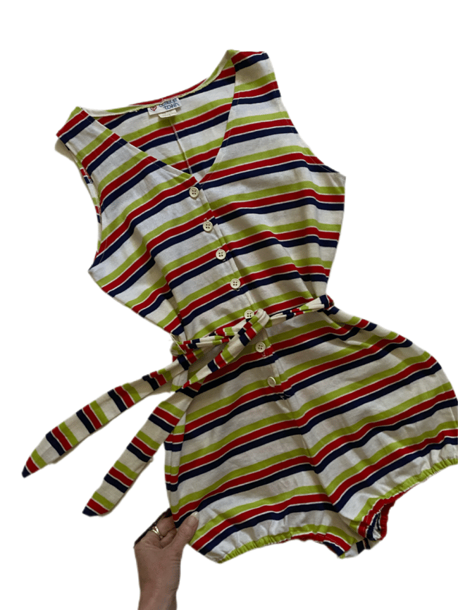 70s stripes belted romper play suit 
