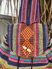 Image 3 of MALIA Mexican woven Baja fabric Backpack - NEON FLASH