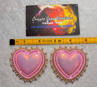 Image 7 of Hand Polished Light Pink Heart Beaded Earrings 