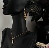 Image 1 of Gold Cross Hoops